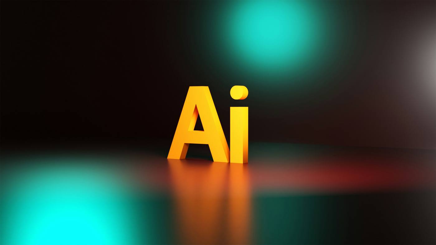 Glowing 3D AI letters representing AI assistants like ChatGPT and Perplexity