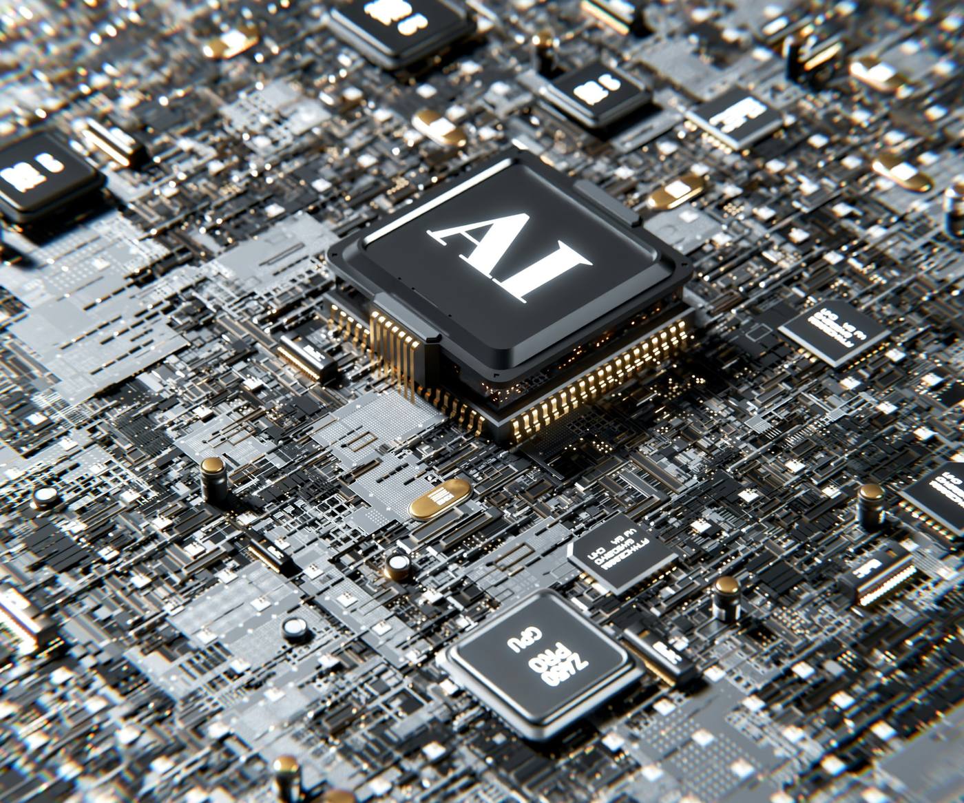 AI processor chip on a circuit board illustrating how AI systems process and rank information