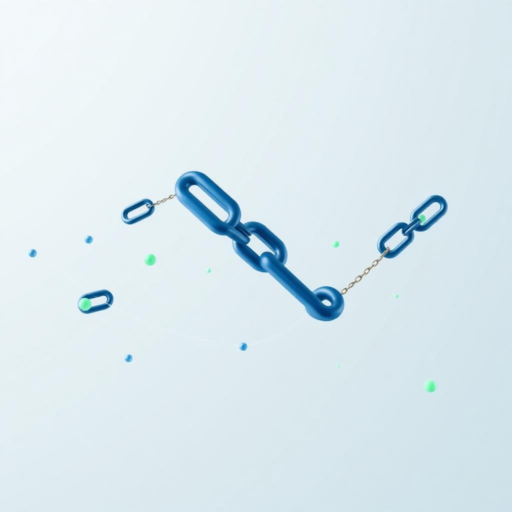 Abstract digital illustration of interconnected chain links representing website backlinks and SEO